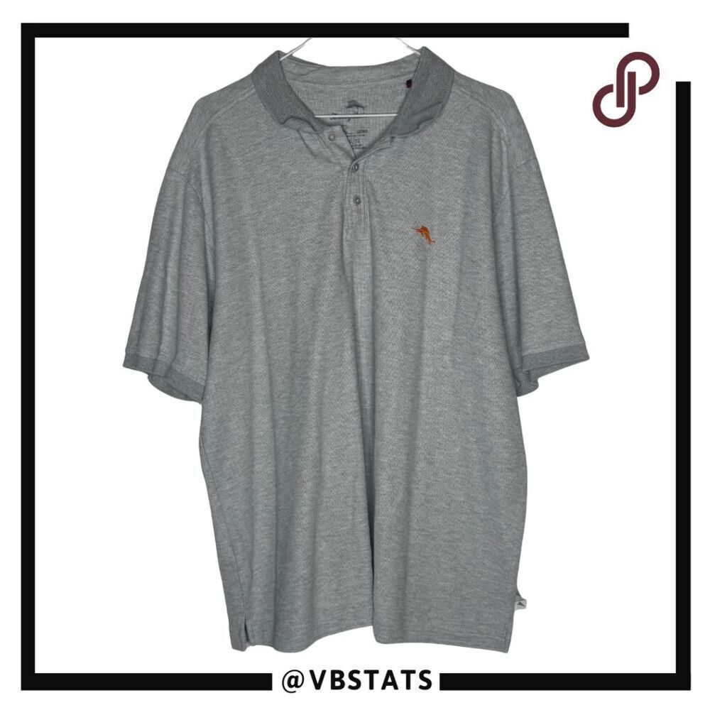 Tommy Bahama Men's Performance Supima Cotton Blend Polo Shirt‎ Gray Size XL